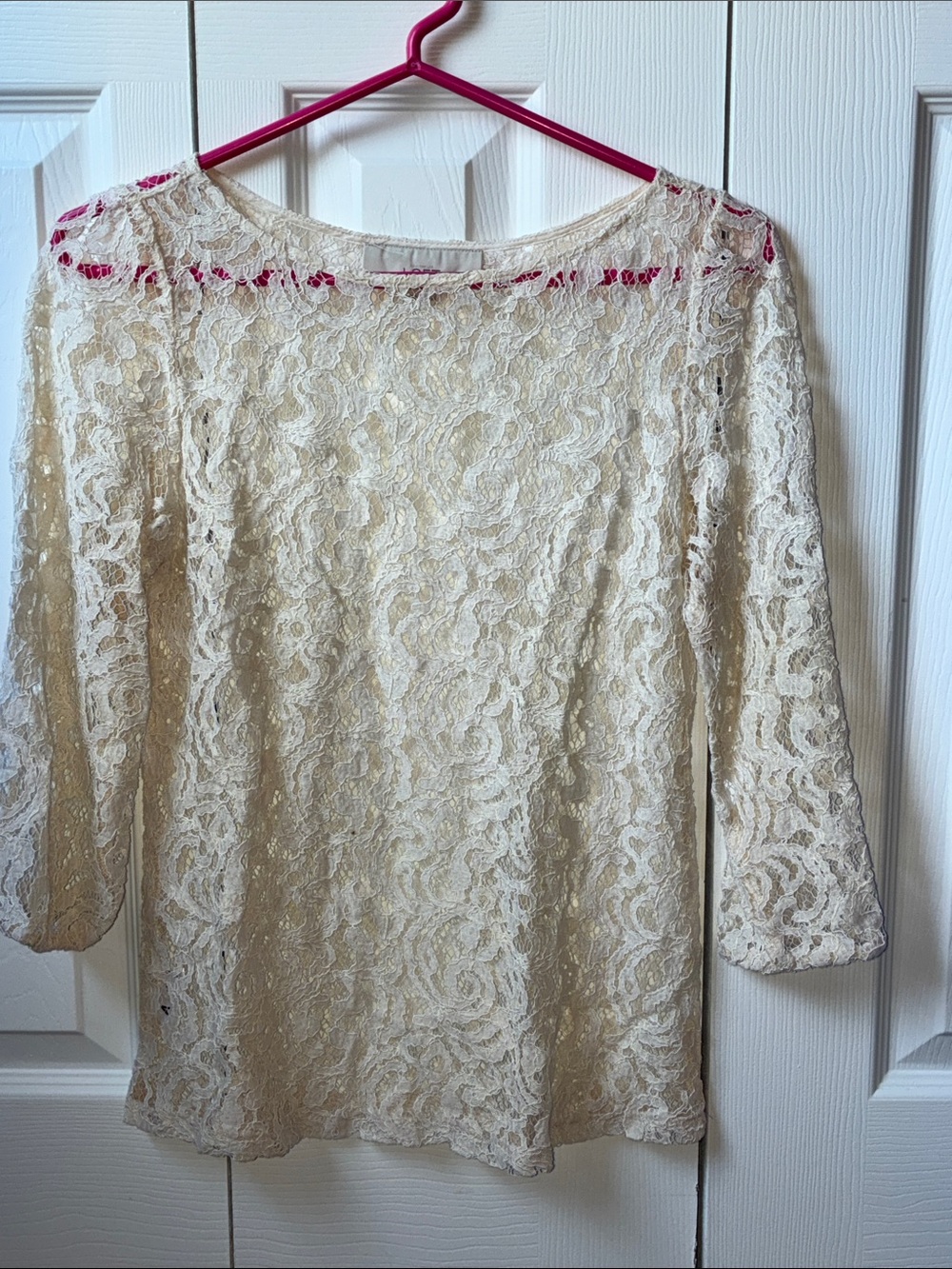 LOFT Cream Lace Boatneck Blouse